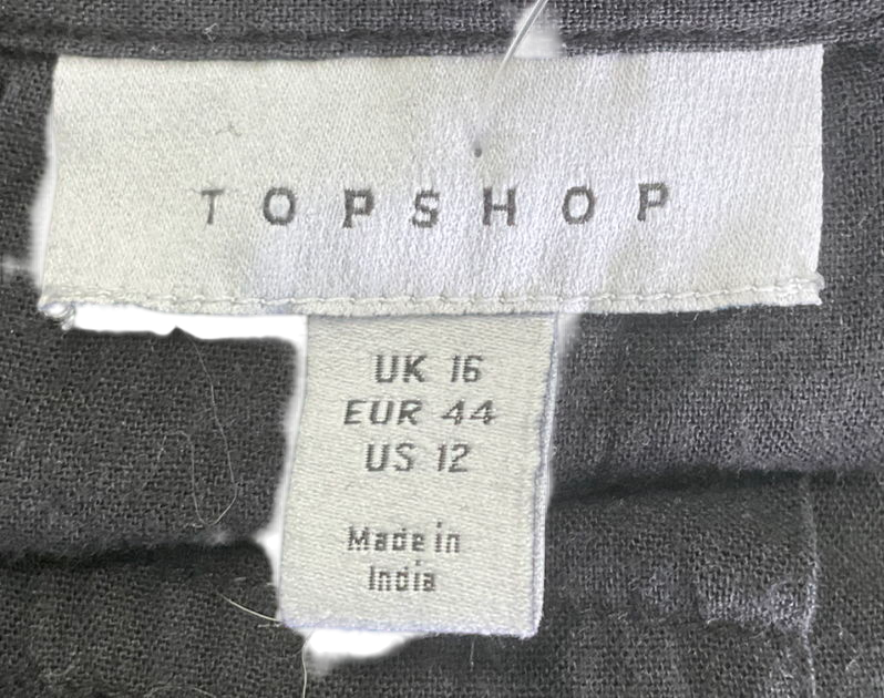 Topshop Black Long Sleeve Cotton Shirt UK 16