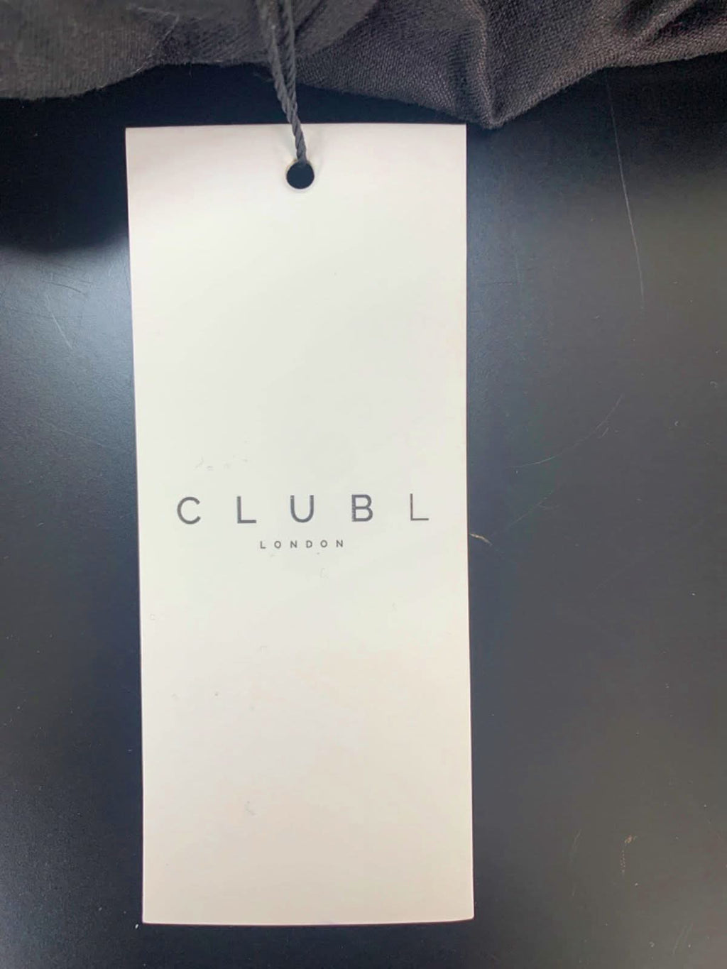 Club L London Black Bardot Tie Back Bodycon Midi Dress UK 6