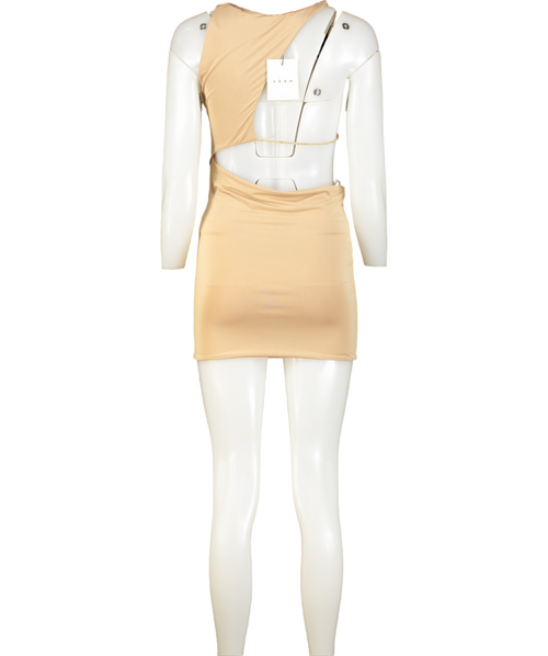 Sadh Beige Cut Out Bikini Mini Dress UK S