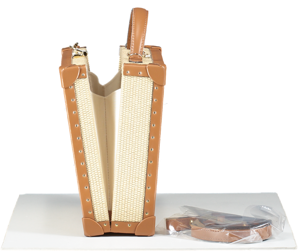 Tanner Krolle x Aerin Luxury Wicker Vanity Bag With Leather Shoulder Strap