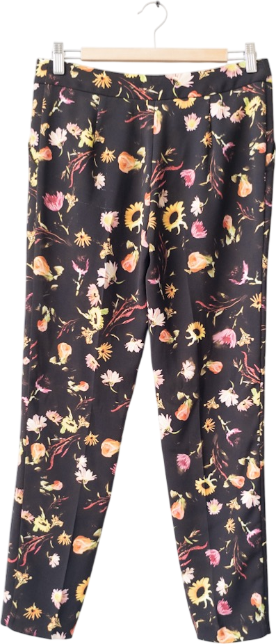 MOSCHINO Black Cheap & Chic Floral Tapered Cigarette Trouser UK 8