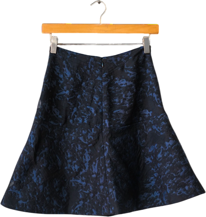 REISS Navy / Black Textured Jacquard Flippy Hem Mini Skirt UK 6