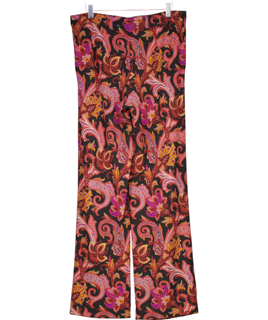 Etro Black Paisley Straight Leg Trousers UK 14