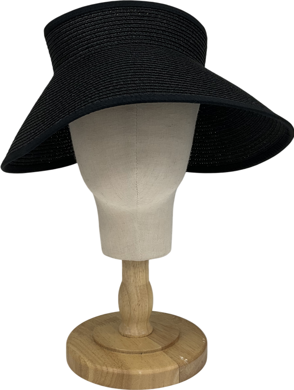 Black Sun Visor Hats For Women Wide Brim Straw Roll-up Ponytail Summer Beach Hat Uv Upf Packable Foldable Travel Summer One Size