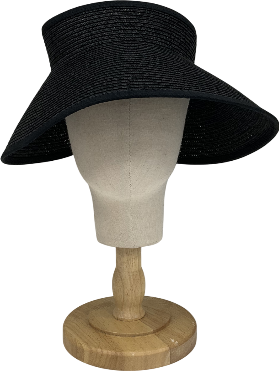 Black Sun Visor Hats For Women Wide Brim Straw Roll-up Ponytail Summer Beach Hat Uv Upf Packable Foldable Travel Summer One Size