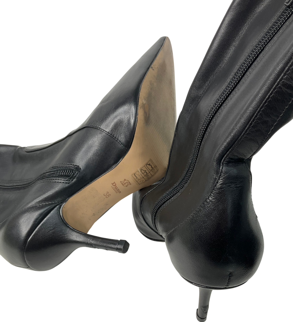 Dune Black Leather Kitten Heel Pointed Ankle Boots UK 5 EU 38 👠