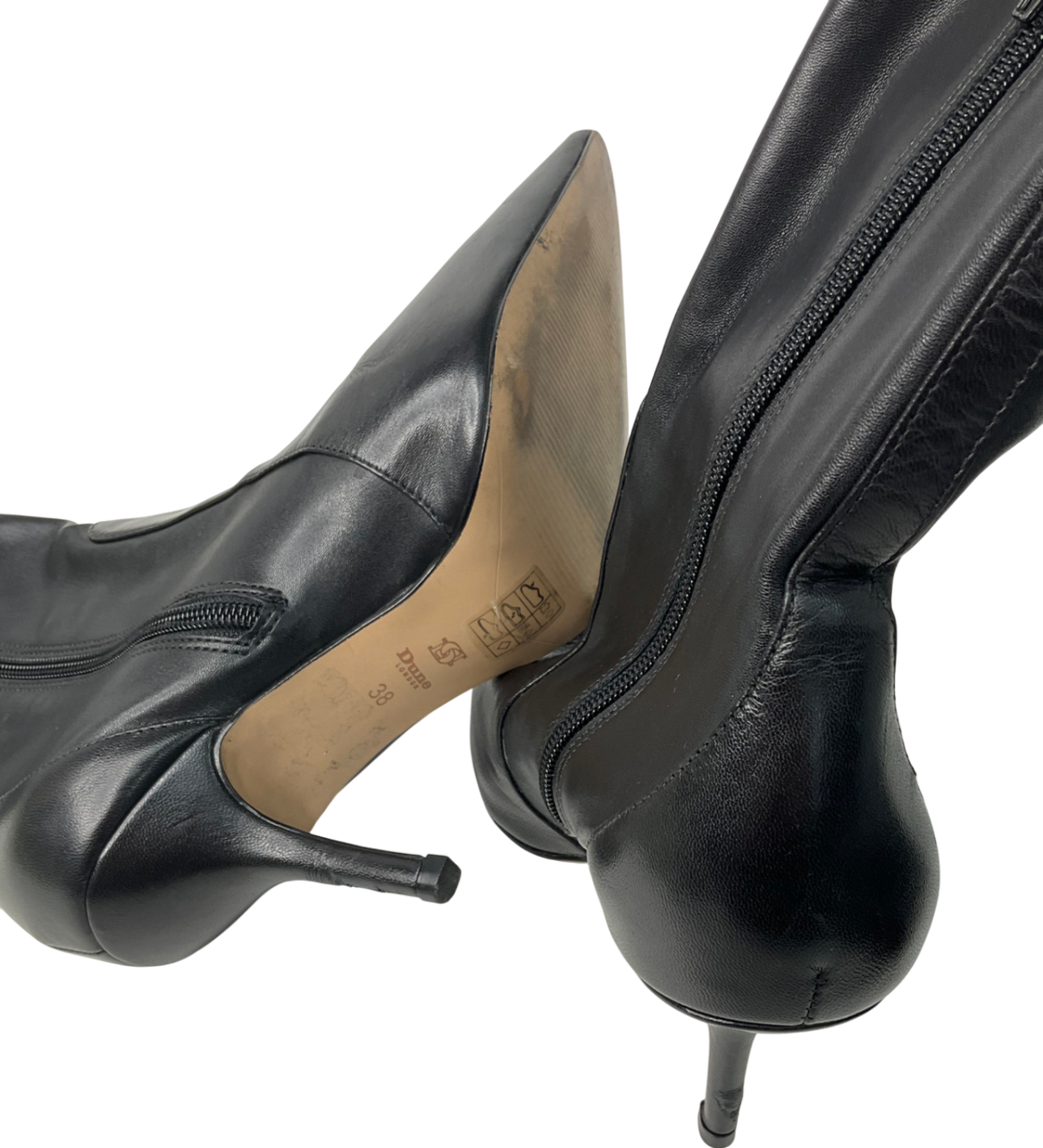 Dune Black Leather Kitten Heel Pointed Ankle Boots UK 5 EU 38 👠