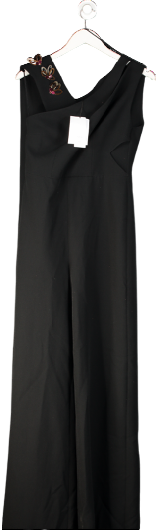 safiyaa Black Marianna Wide Leg Jumpsuit UK 14