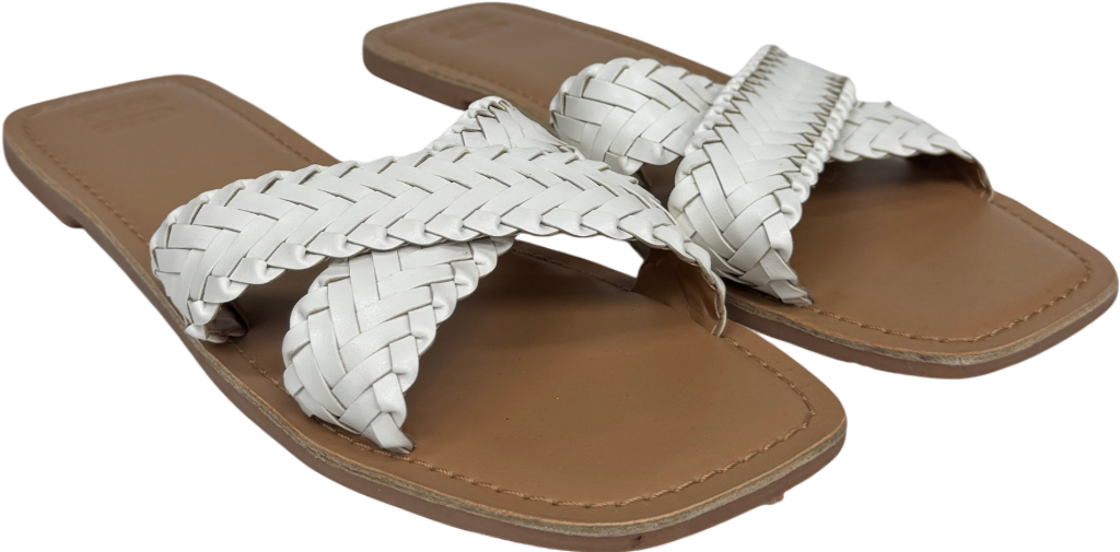 ASOS Beige Wide Fit Flossie Woven Flat UK 7 EU 40 👠