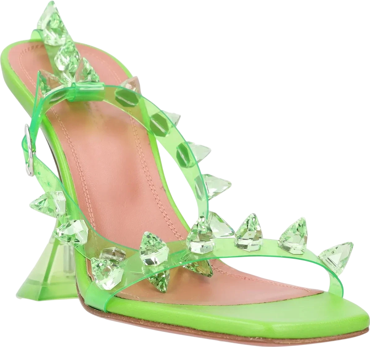 AMINA MUADDI Green Julia Spiked Pvc And Leather Sandals UK 3 EU 36