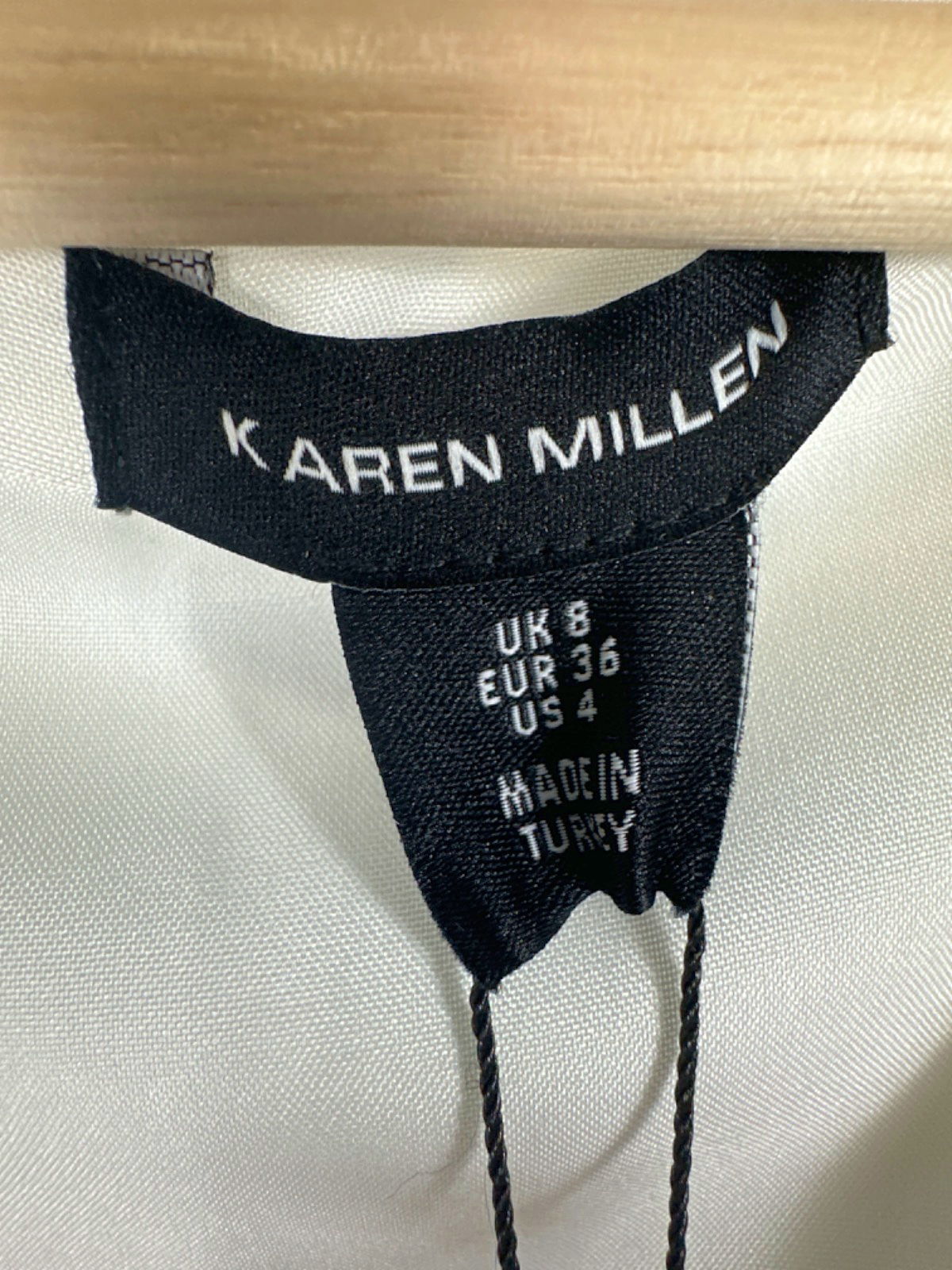 Karen Millen Ivory Compact Stretch Eyelet Detailed Ribbon Midi Dress UK 8