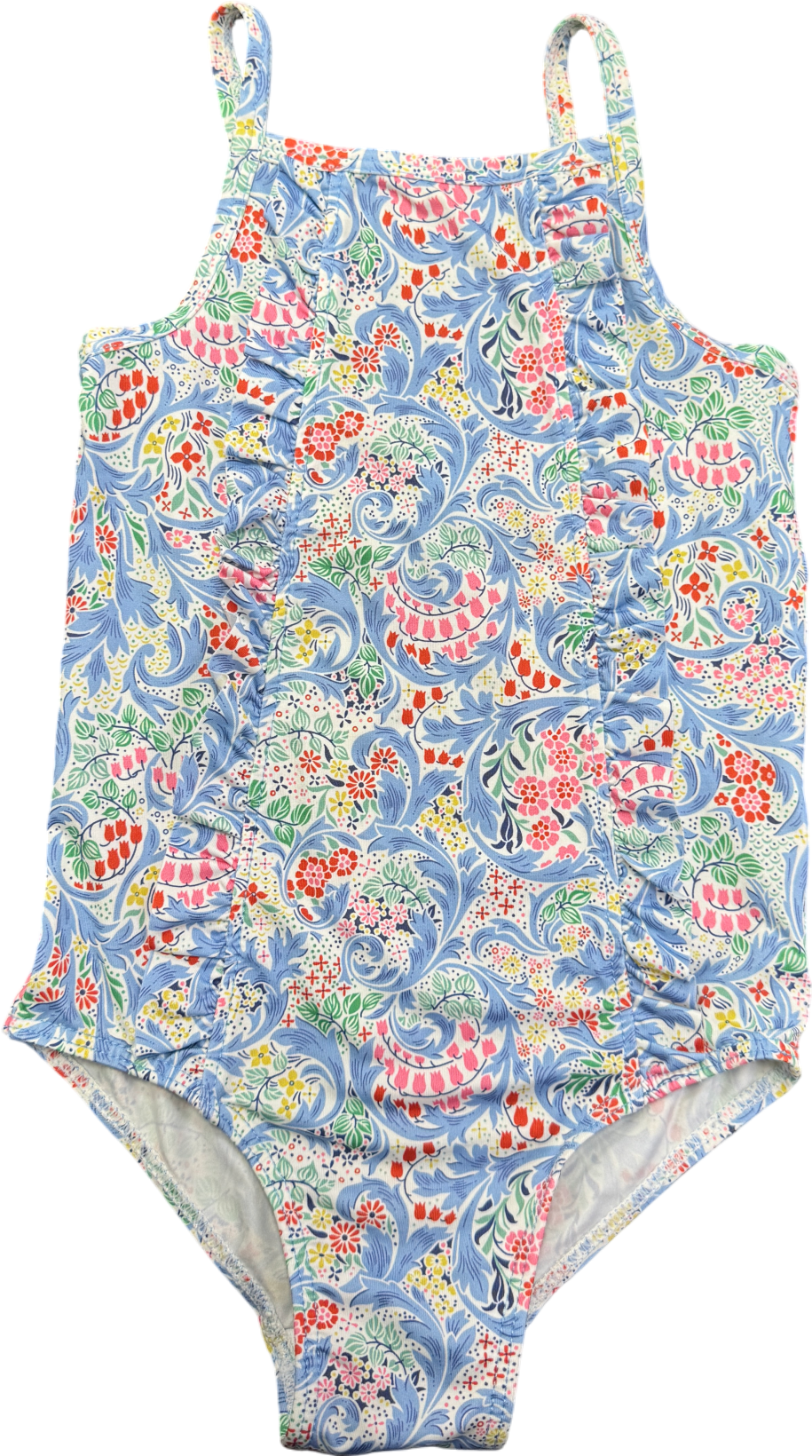 Trotter Swim Black Blue Floral Frill Detail Swimsuit 6-7 Years