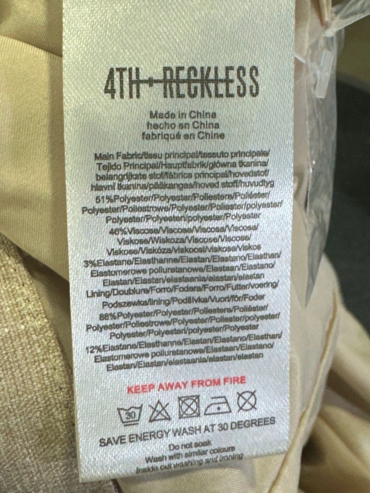 4th + Reckless Beige Marcallo Skirt UK 8