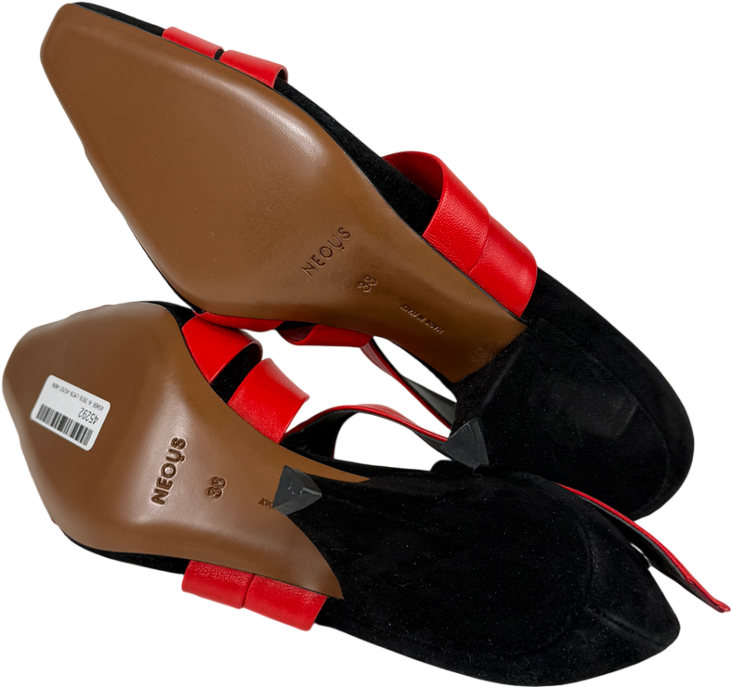 Neous Red And Black Suede Strappy Heels UK 5 EU 38 👠