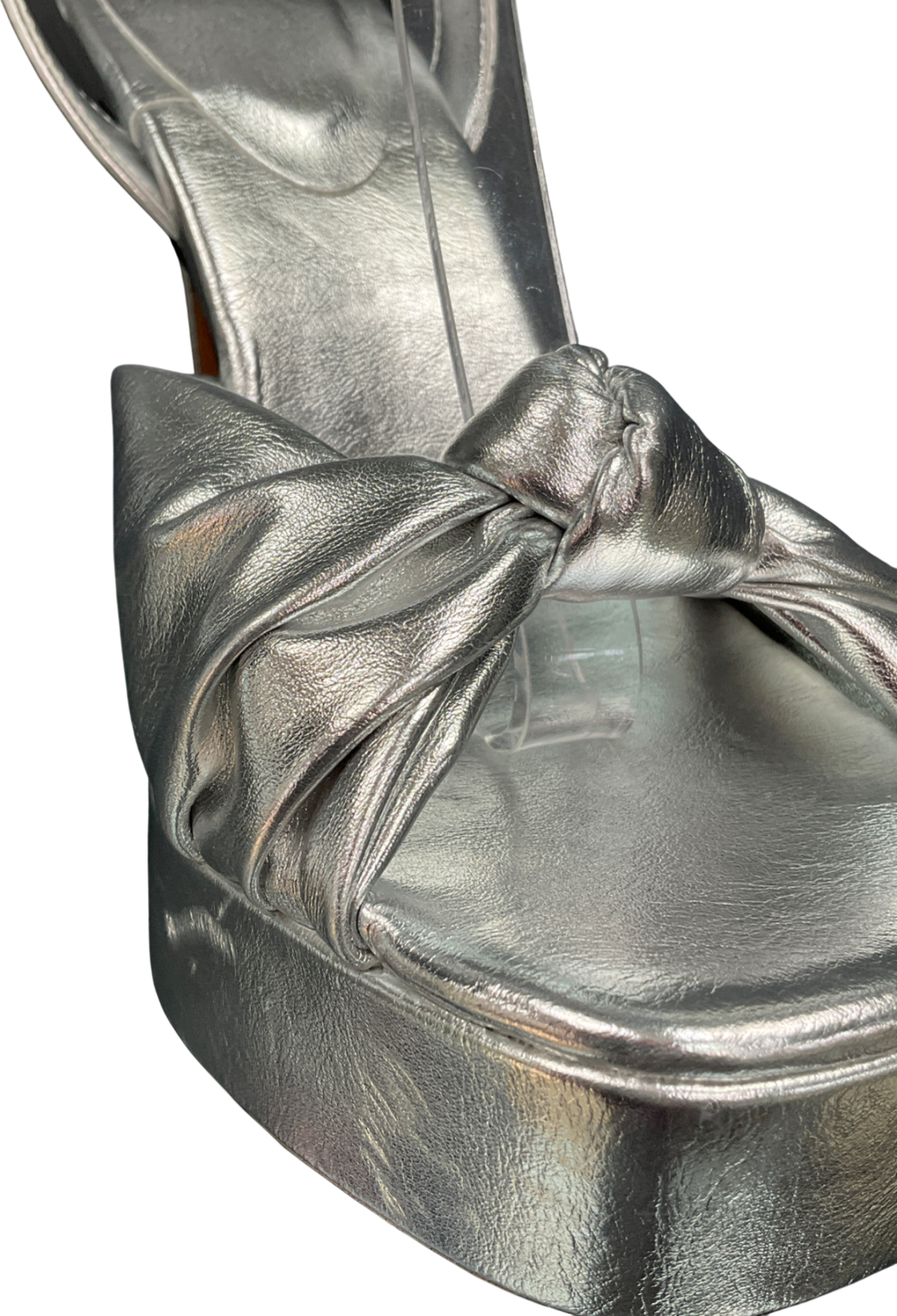 ASOS Metallic Nova Knot Platform High Heel Sandal In Silver UK 6 EU 39 👠