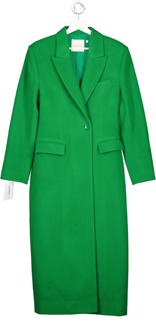 Bouguessa Green Single Breasted Wool Coat UK XS