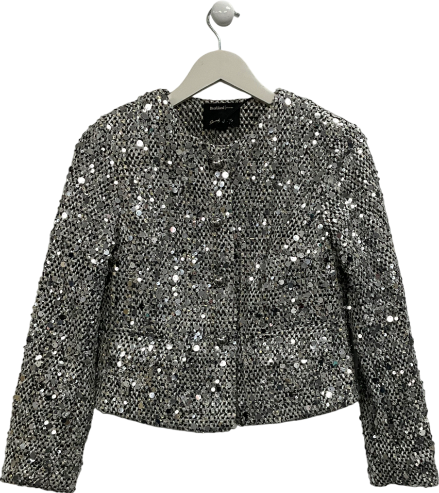 River Island Metallic Collarless Jacket UK 6