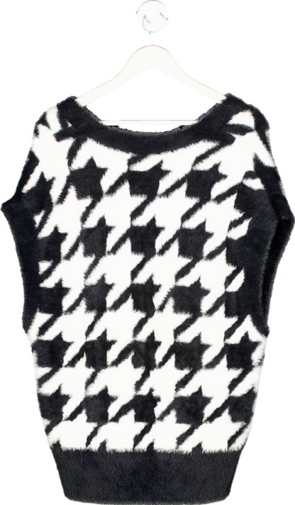 Adidas Black and White Houndstooth V-Neck Sweater Vest UK S