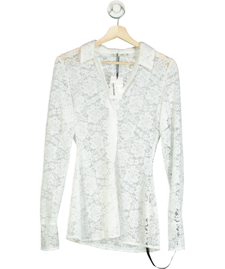 SLA the label White Kimmy Lace Shirt UK XS