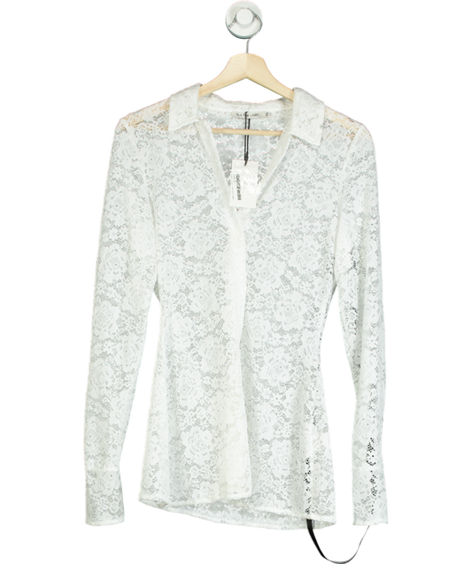 SLA the label White Kimmy Lace Shirt UK XS