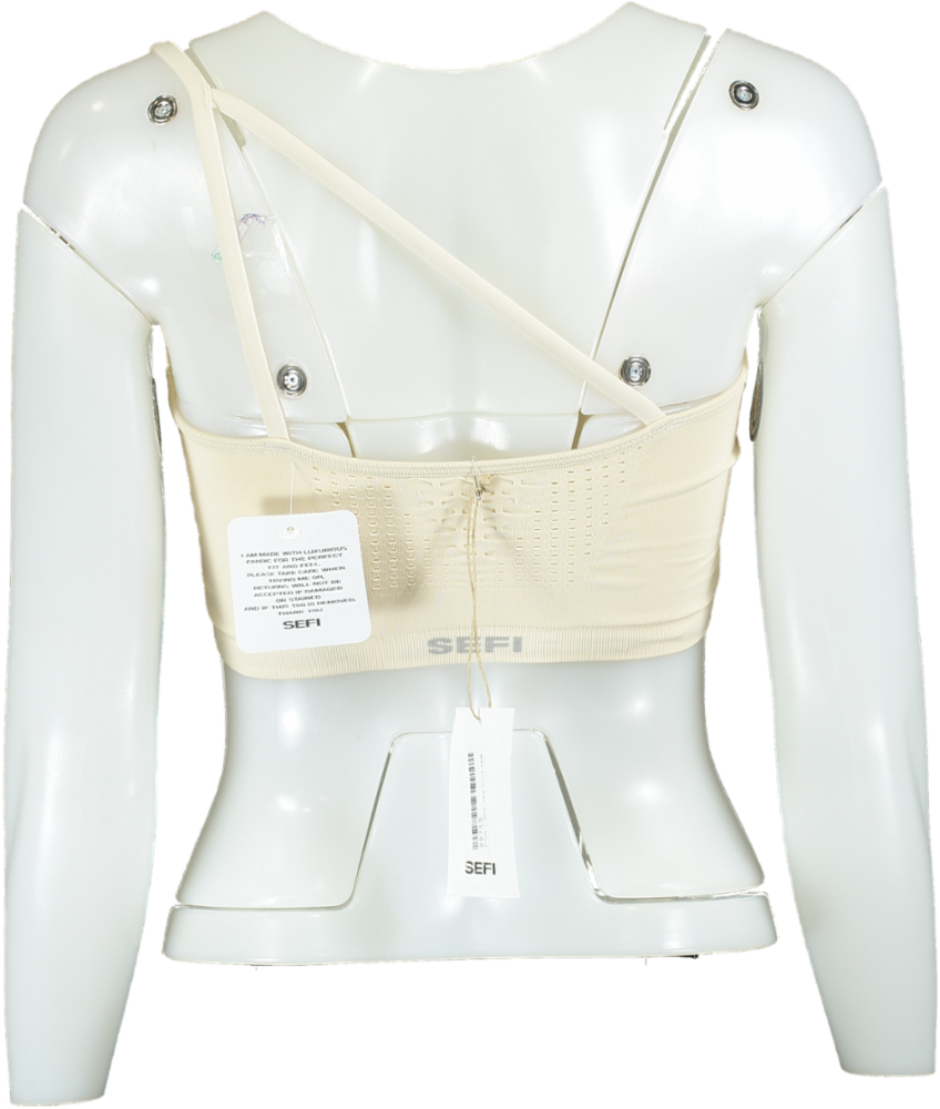 SEFI Whipped Cream Waffle Asymmetric Bandeau Bra UK S