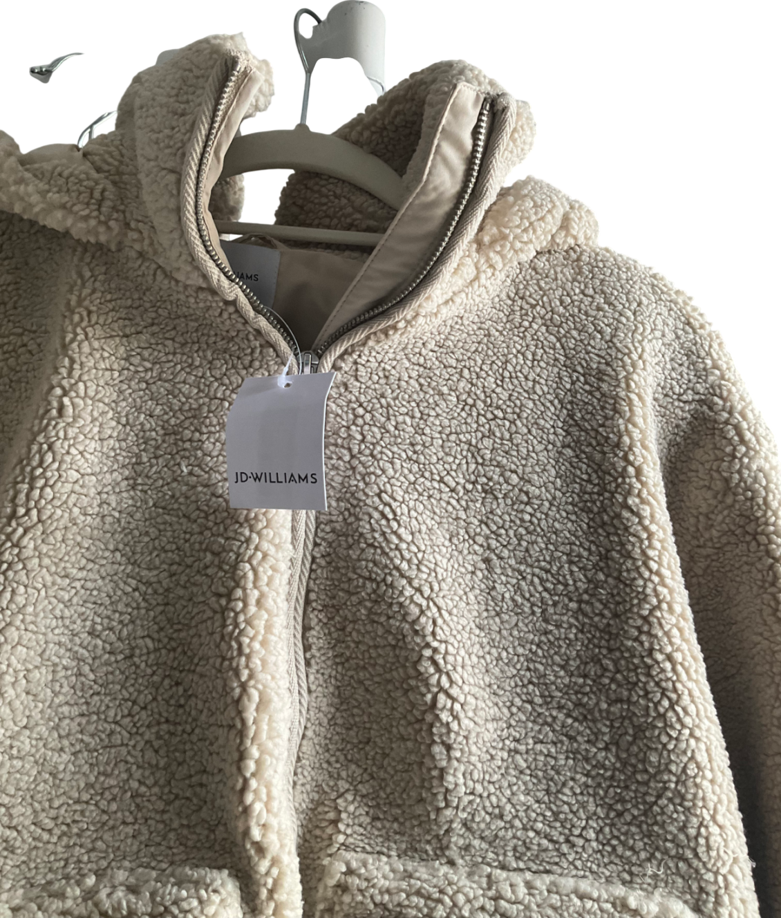 J.D Williams Beige Cream Short Lined Borg Jacket UK 16