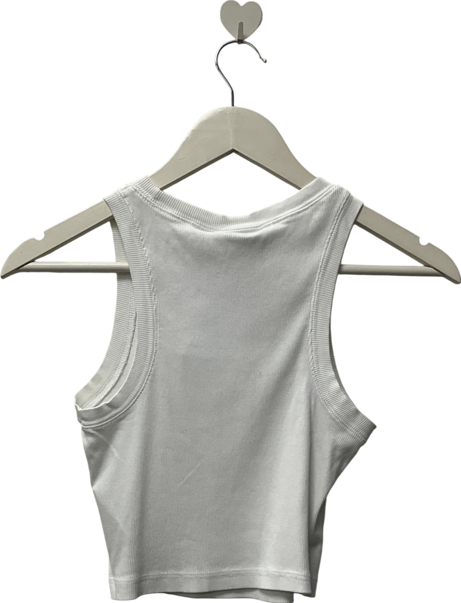 Weekday White Fitted Rib Tank Top UK M