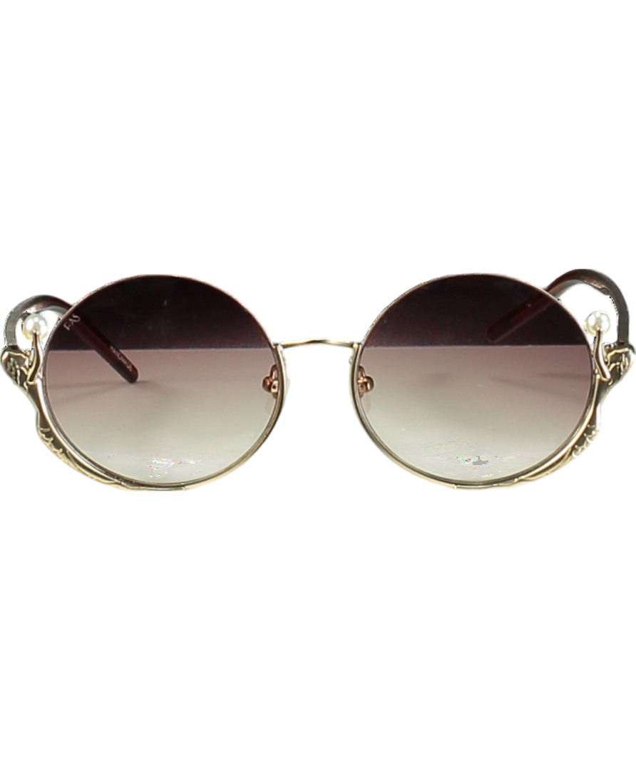 For Art's Sake Brown Round Frame Sunglasses One Size