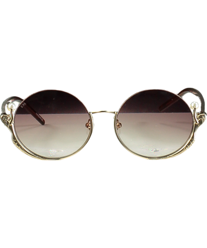 For Art's Sake Brown Round Frame Sunglasses One Size