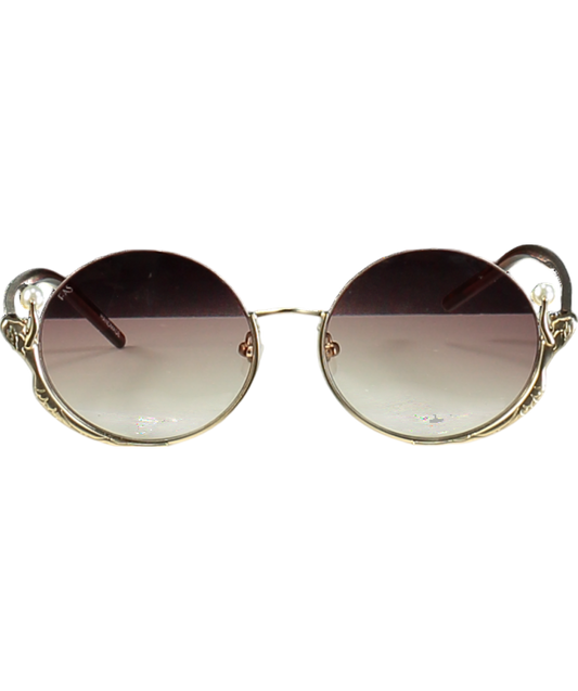 For Art's Sake Brown Round Frame Sunglasses One Size