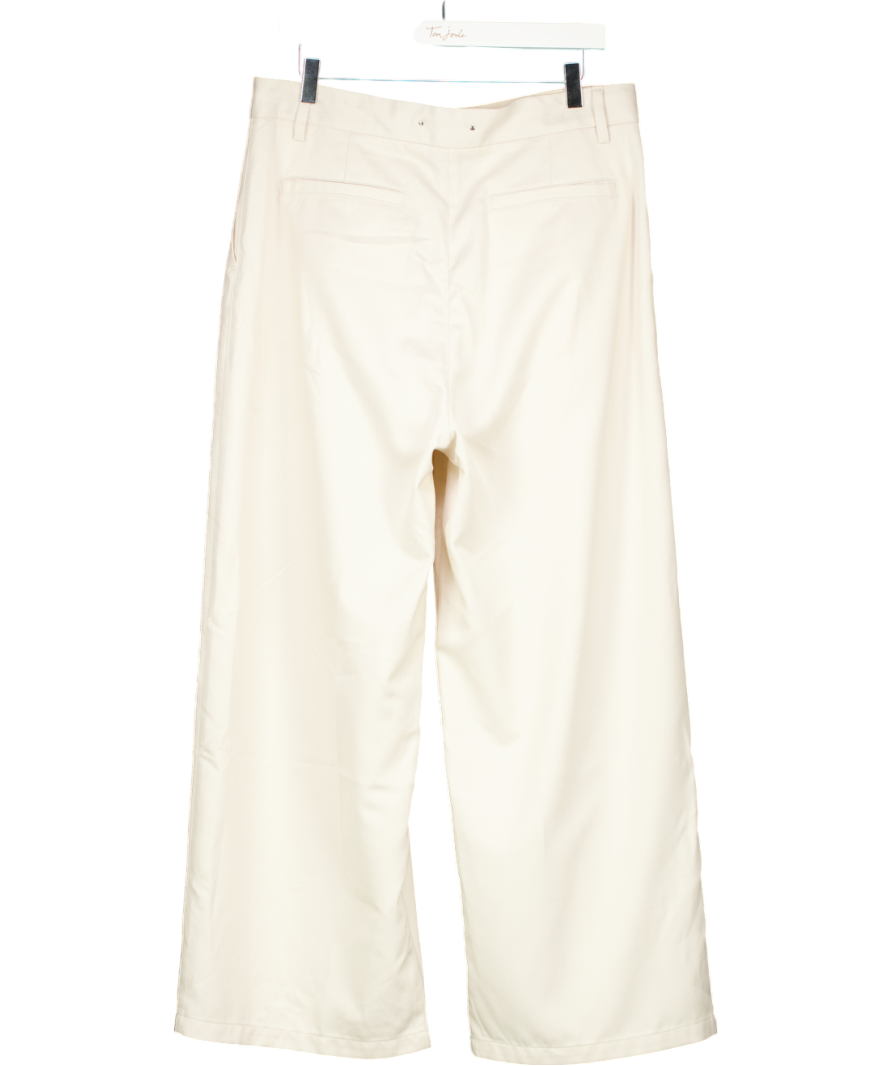 Bershka Cream Wide Leg Tailored Trousers UK 14