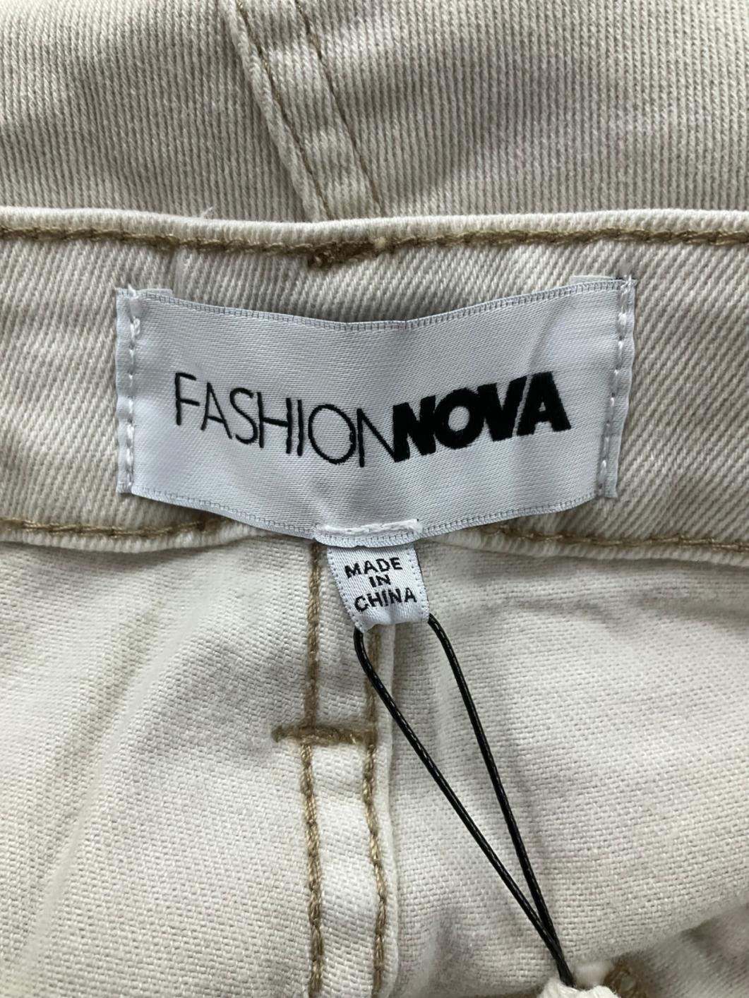 Fashion Nova Cream Patrica Wide Leg Cargo Trousers UK S