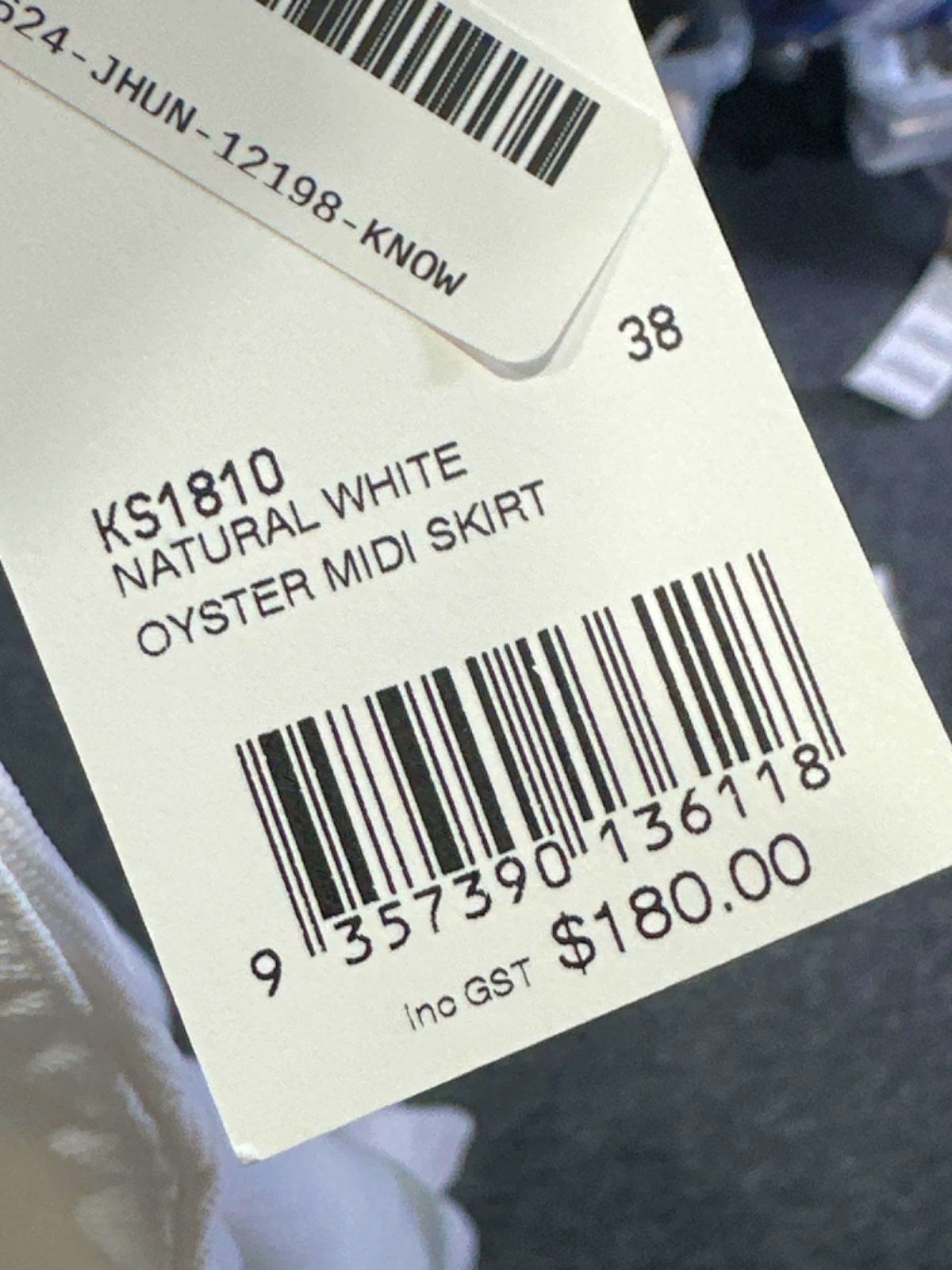 Kookai Natural White Oyster Midi Skirt UK 10