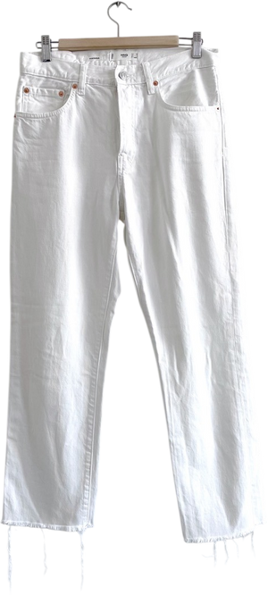 MANGO Havanah White Straight Leg Mid Rise Jeans UK 10