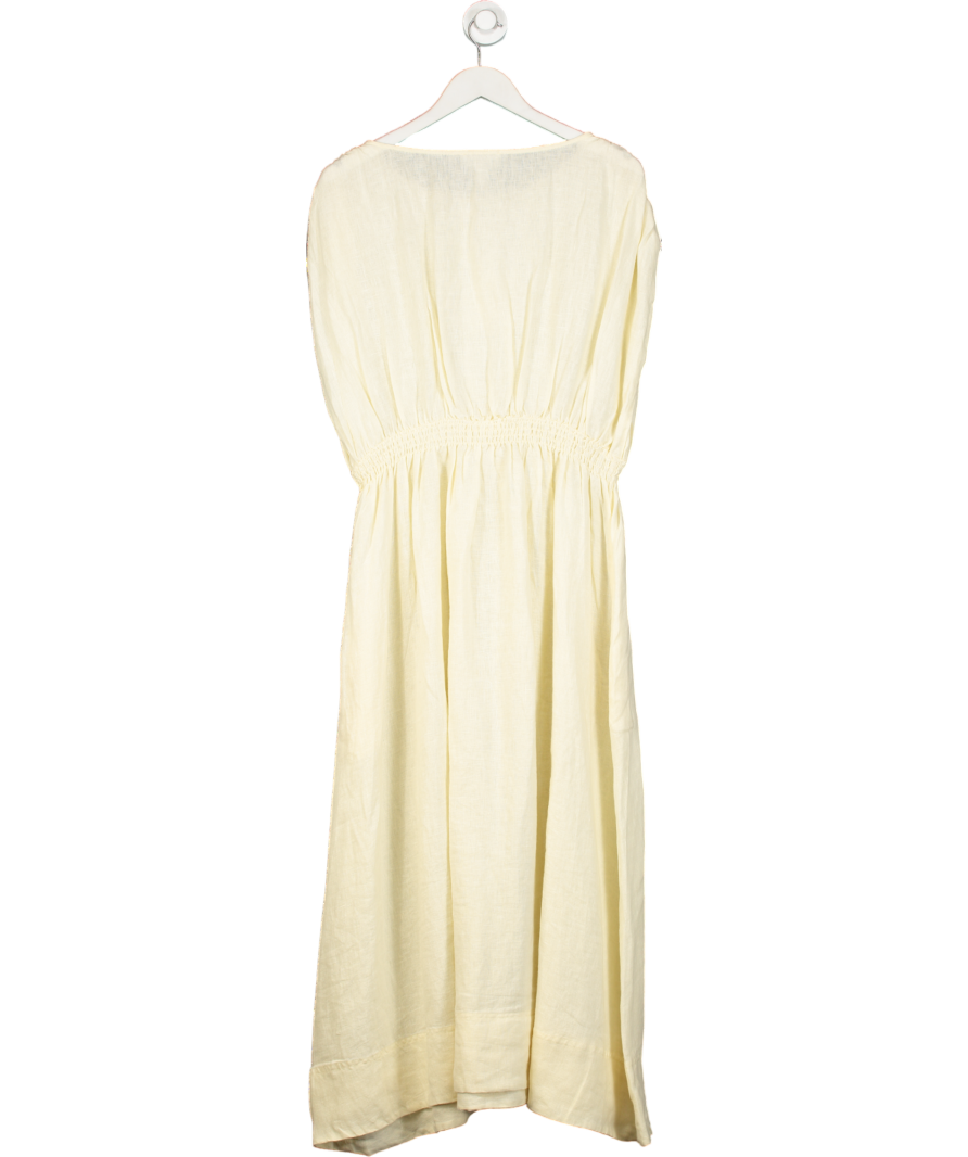 The White Company Yellow Linen Elasticated Waist Midi Dress UK M