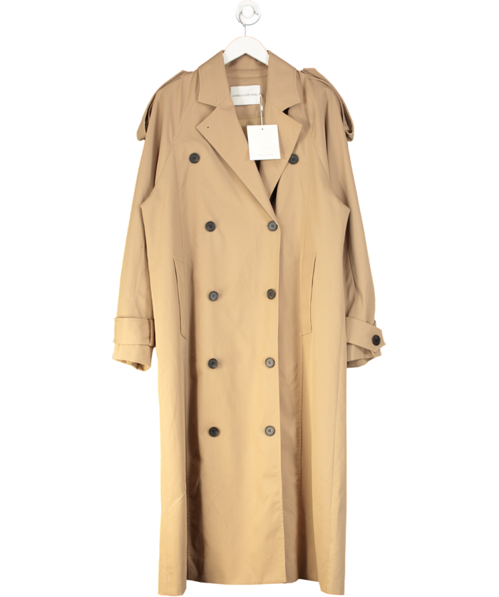 Camilla And Marc Classic Camel Double Breasted Trench Coat UK M/L
