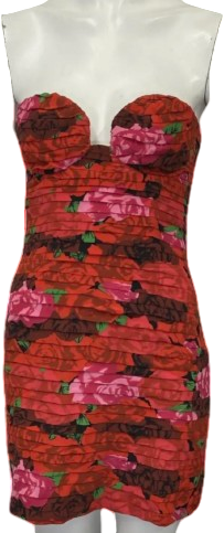 Magda Butrym Women's Red Floral Silk Mini Dress Fr36 UK 8
