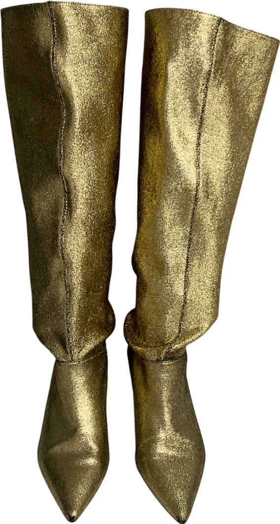 ZARA Metallic Kitten Heel Knee High Boots UK 5 EU 38 👠