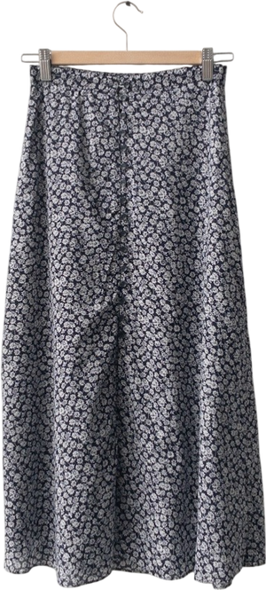 & Other Stories Navy Blue  Ditsy Floral Button Through Midi Skirt UK 6