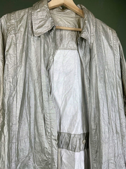 Maison Margiela Silver Crinkled Oversized Coat One Size