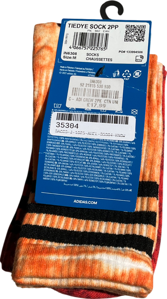 adidas Orange Tie Dye Socks UK M
