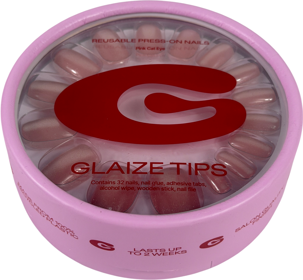 Glaize Press On Nails Pink Cat Eye 32