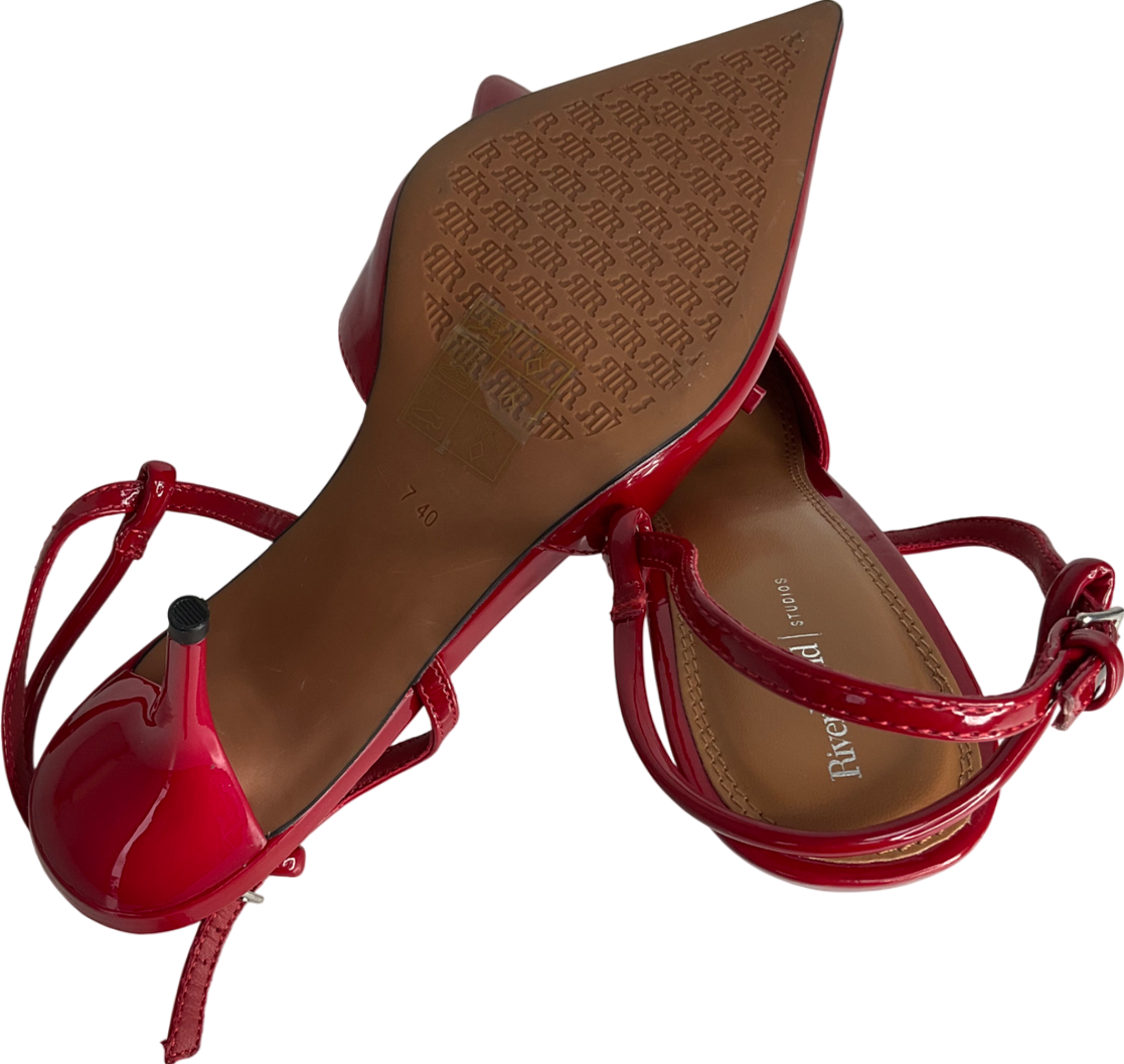 River Island Red Pointed Bow Heels UK 7 EU 40 👠