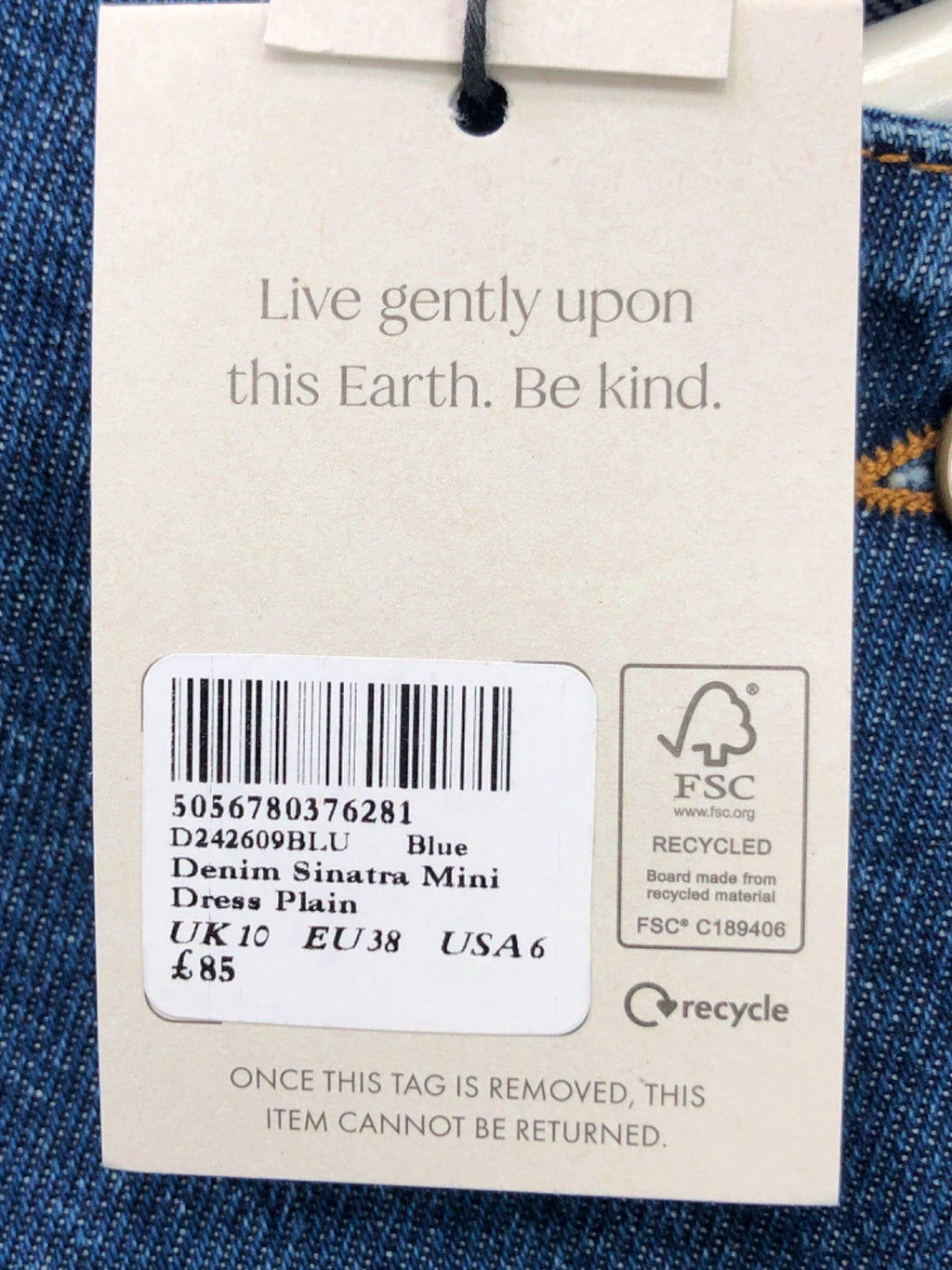 Nobody's Child Blue Denim Sinatra Mini Dress UK 10