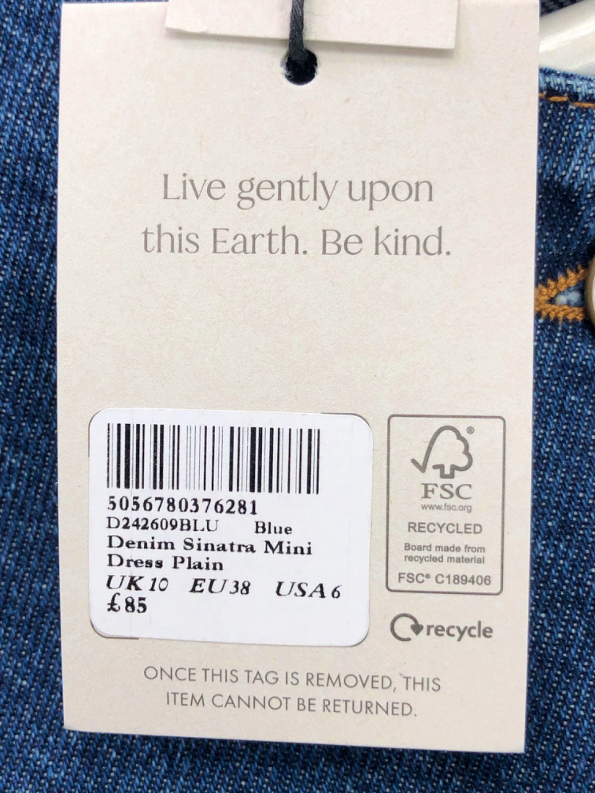 Nobody's Child Blue Denim Sinatra Mini Dress UK 10