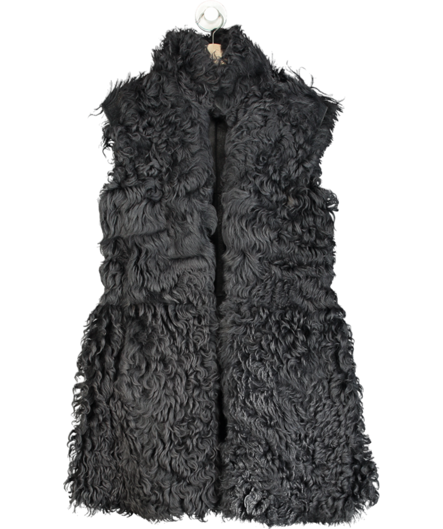 Luxury Black Sheepskin/ Shearling Reversible Sleeveless Coat UK 12