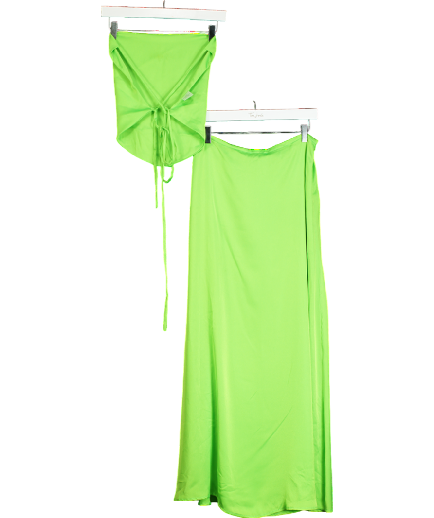 Deusa Green Jade Skirt & Jade Top In Silk UK 8