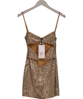 Oh Polly Nude Ayleen Embellished Cut-out Mini Dress In Almond UK 8