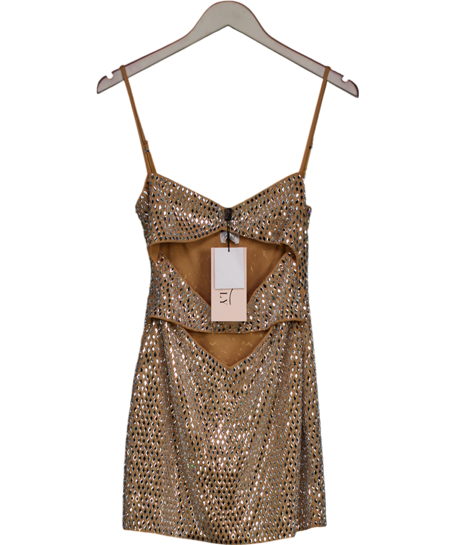 Oh Polly Nude Ayleen Embellished Cut-out Mini Dress In Almond UK 8