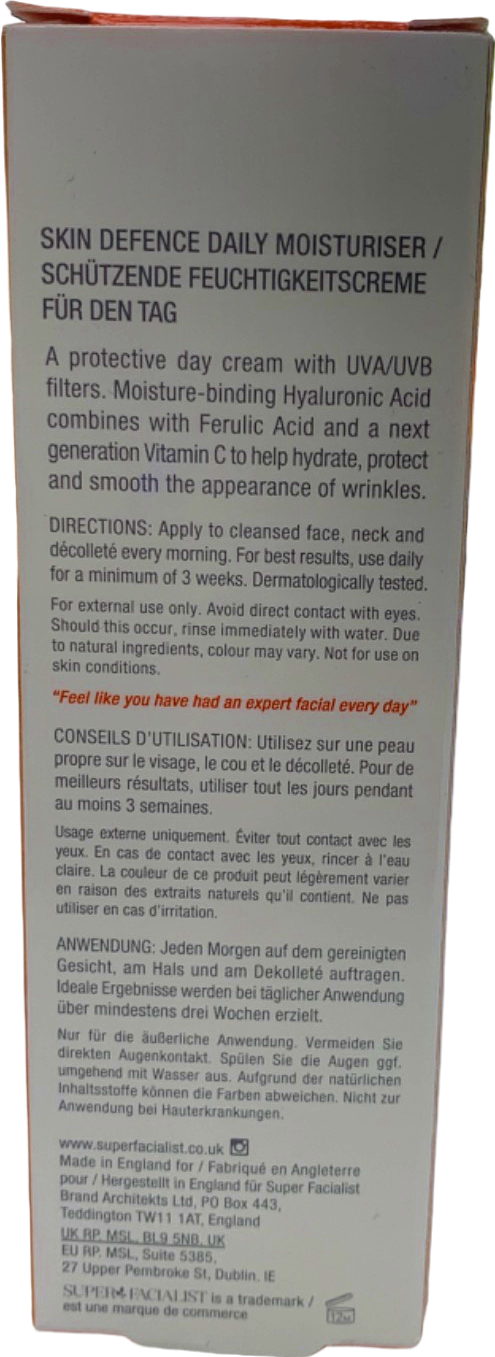 Super Facialist White Vitamin C+ Brighten Skin Defence Daily Moisturiser 75ml